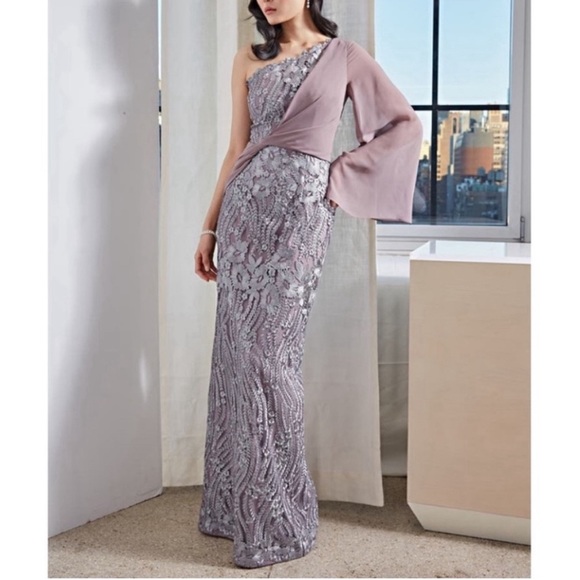 JS Collections Amari One Shoulder Twist Gown, Size 14 with Tag, Retail $348 - Picture 1 of 17